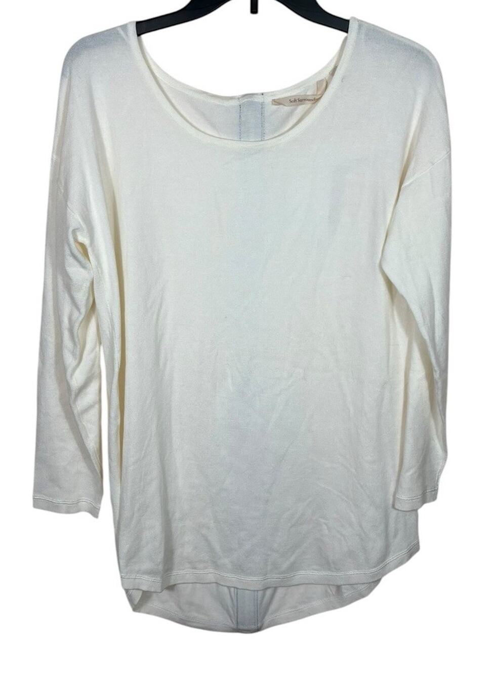 Soft Surroundings Ivory Scoop Neck Tunic Top Size Medium Zipper Back‎